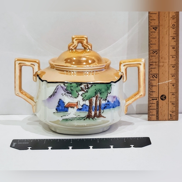 Small tea set 1960's Royal Nippon porcelain vintage Japanese orange luster - Picture 4 of 16